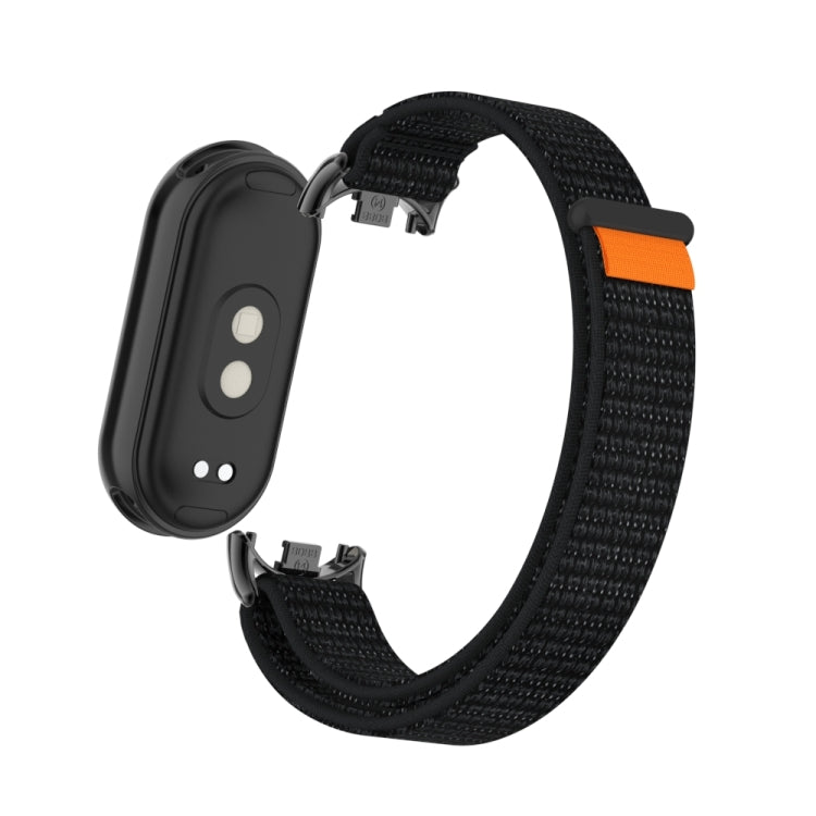 For Xiaomi Smart Band 9 / 8 Metal Connector + Loop Nylon Hook and Loop Fastener Watch Band(Reflective Black) by bashfashion