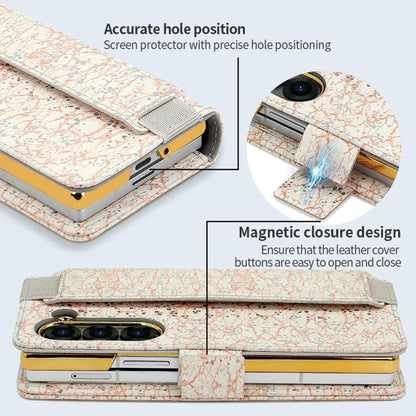 For Samsung Galaxy Z Fold6 VIETAO Integrated Colorful Leather Phone Case with Elastic Bowl Strap(Pink) by VIETAO