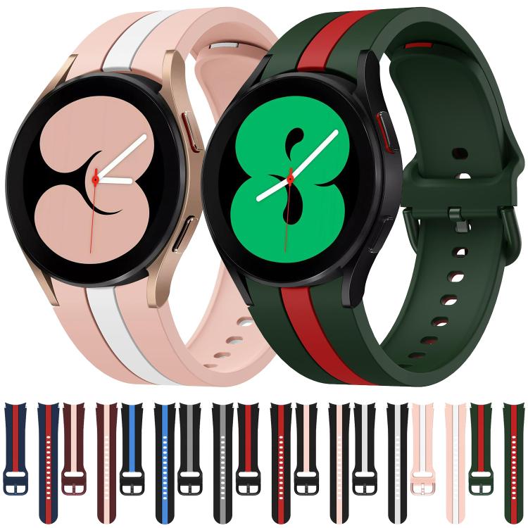 For Samsung Galaxy Watch7 / 6 / 5 Kalebol Three Vertical Stripes Same Color Buckle Silicone Strap(Pink White) by Kalebol