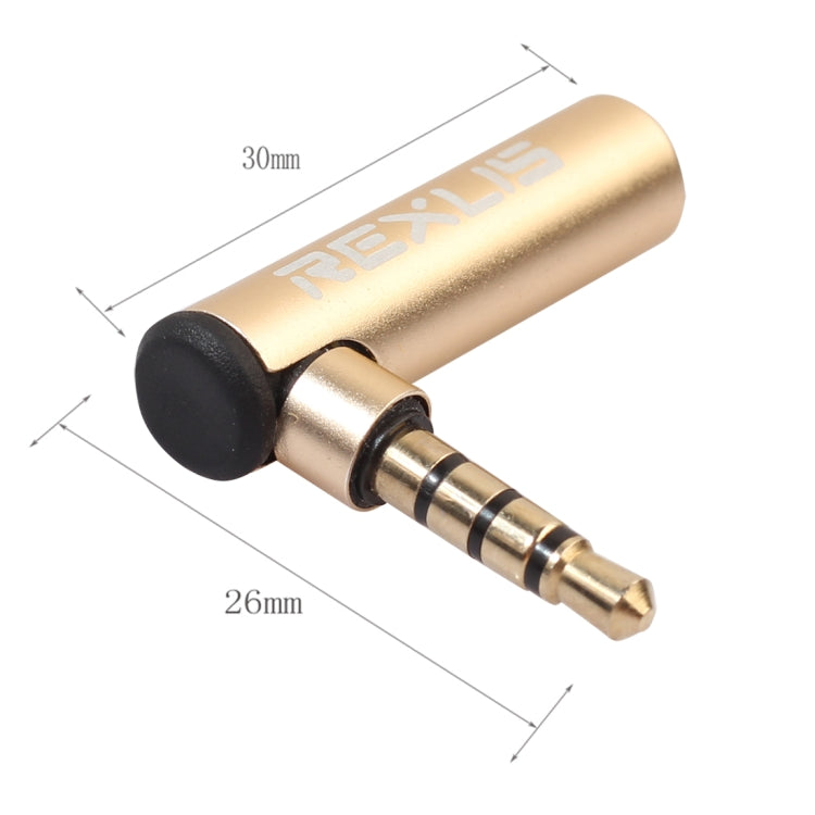 REXLIS BK3567 3.5mm Male + 3.5mm Female L-shaped 90 Degree Elbow Gold-plated Plug Gold Audio Interface Extension Adapter for 3.5mm Interface Devices, Support Earphones with Microphone by REXLIS