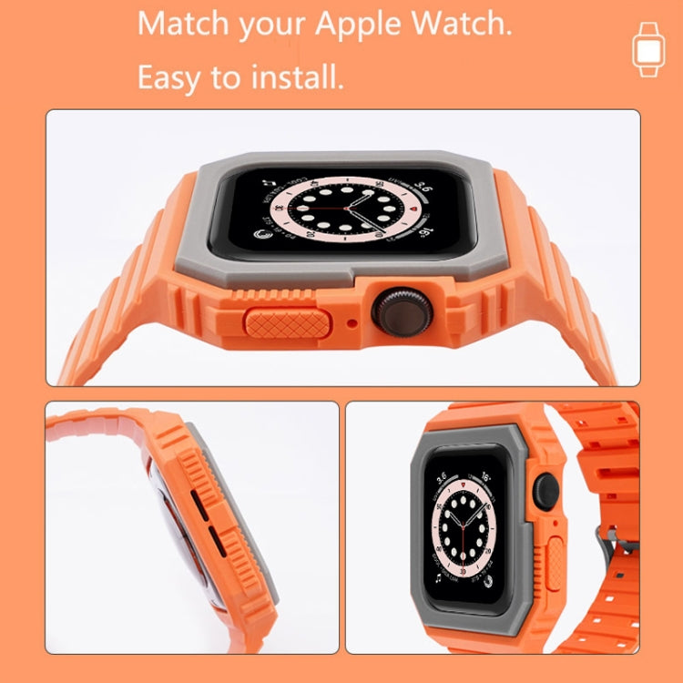 Silicone Strap with Case For Apple Watch Series 9&8&7 41mm / SE 3&SE 2&6&SE&5&4 40mm / 3&2&1 38mm(Blue+White) by bashfashion