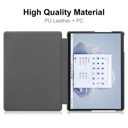 For Microsoft Surface Pro 9 JUNSUNMAY Custer Solid Color 3-Fold Stand Leather Tablet Case(Dark Green) by JUNSUNMAY