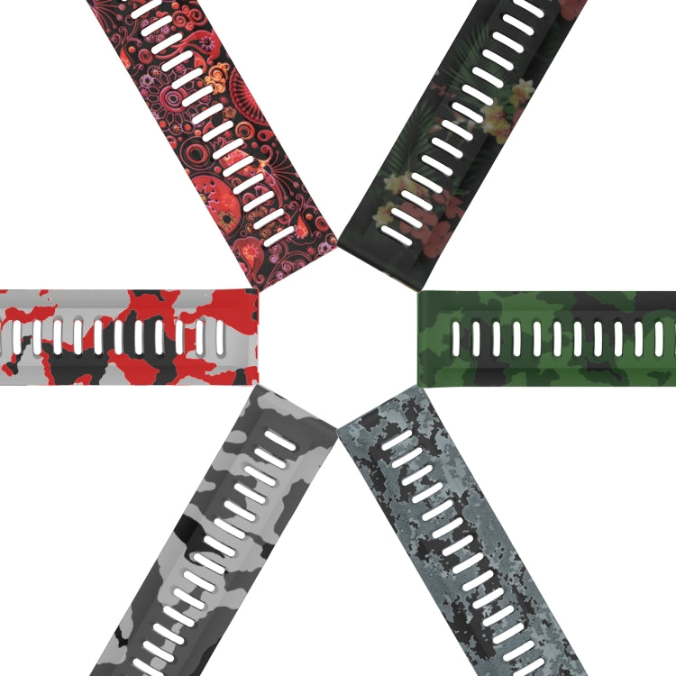 For Garmin Fenix 5X Plus 26mm Camouflage Printed Silicone Watch Band(Grey+Army Camouflage) by bashfashion