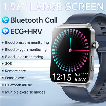 KS03 Pro 1.96 inch Color Screen Smart Watch, Support Bluetooth Call / Health Monitoring(Silver Blue) by bashfashion