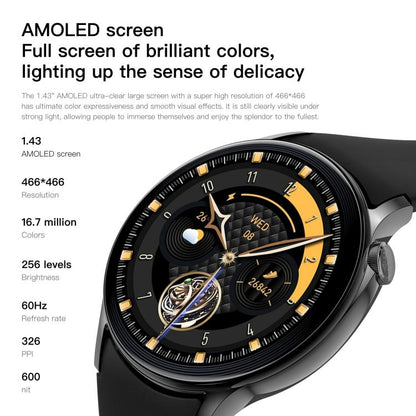 Sense 6 1.43 AMOLED Screen IP68 Waterproof Bluetooth Call Smartwatch Supports Health Monitoring(Starlight) by bashfashion