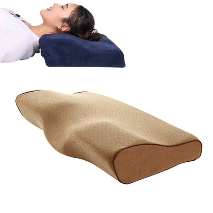 Butterfly Shape Memory Foam Snorked Pillow Slow Rebound Health Care Cervical Pillow, Dimensions: 50x30x10x6cm(Velvet Camel Color) by bashfashion