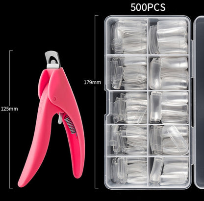 Manicure Tool Set Fingernails Word Cut Set, Specification: Transparent Semi-post Large Set by bashfashion