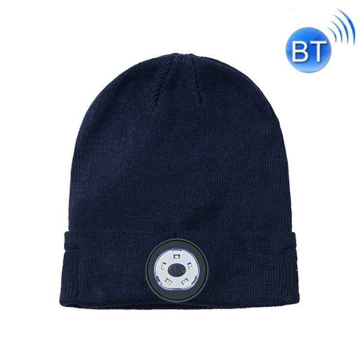 M1-BL LED Glowing Bluetooth Music Hat Wireless Call Night Running Hat(Navy) by bashfashion