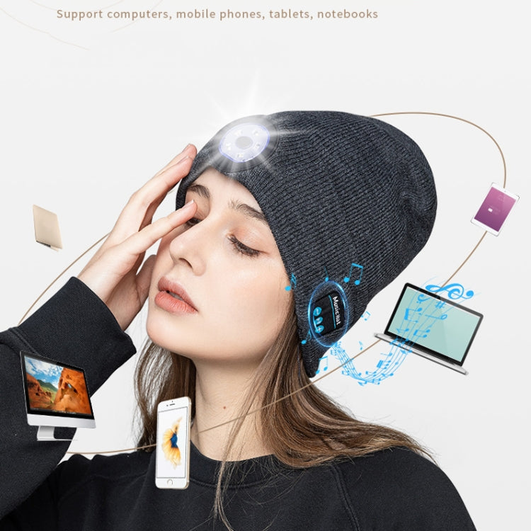 M1-BL LED Glowing Bluetooth Music Hat Wireless Call Night Running Hat(Navy) by bashfashion
