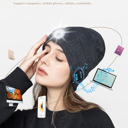 M1-BL LED Glowing Bluetooth Music Hat Wireless Call Night Running Hat(Navy) by bashfashion