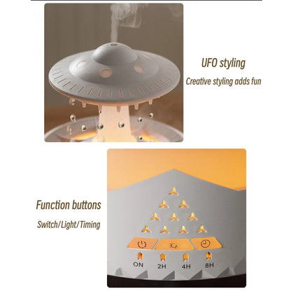 UFO Water Drop Aromatherapy Humidifier Desktop Remote Control Diffuser, Plug: EU Plug(Wood Grain) by bashfashion