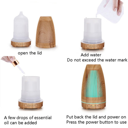 STB-103 Atmosphere Colorful Light Humidifier Aroma Diffuser(Deep Wooden Grain) by bashfashion