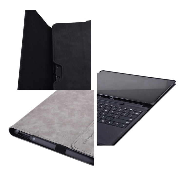 13 inch Leather Tablet Protective Case For Microsoft Surface Pro X, Color: Dark Blue + Power Bag by bashfashion