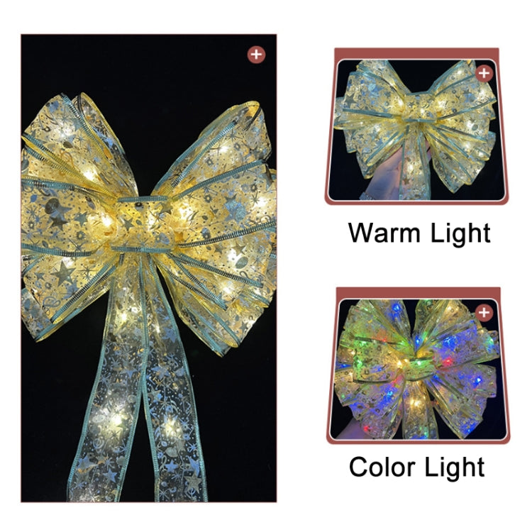 Christmas LED Lights Bronzing Double Ribbon String Lights, Specification: 20m(Silver Warm Light) by bashfashion