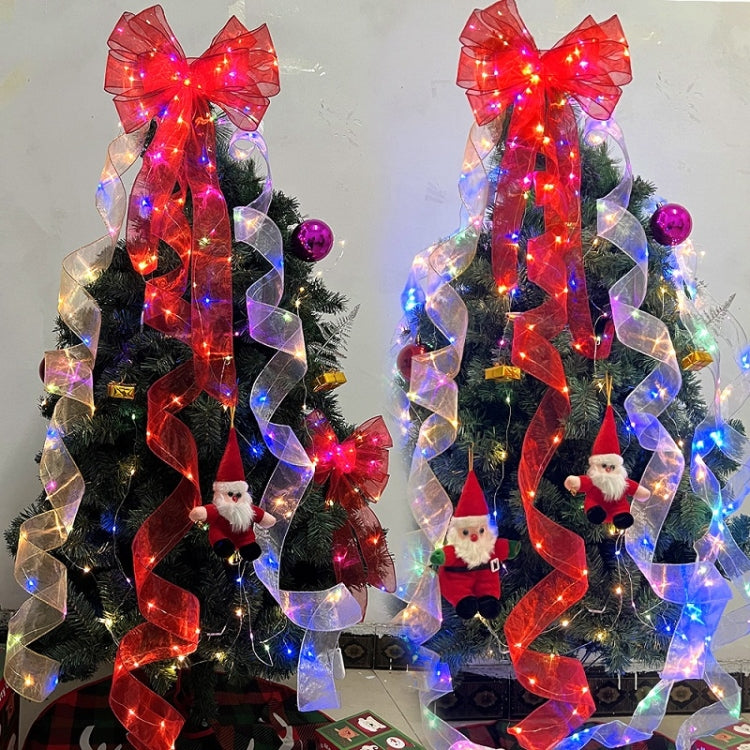 Christmas Ornament Double Light Board Yarn Ribbon String Lights, Specification: 10m(Silver Warm Light) by bashfashion