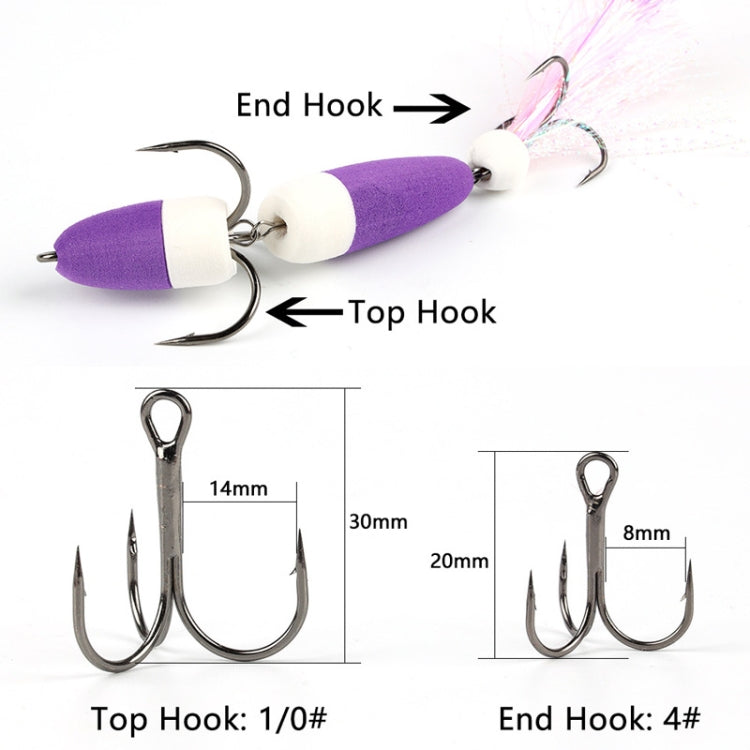 W.P.E PMG-M Foam Hook Soft Worm Bait Three Anchor Hook Fake Lures, Size: M(39) by W.P.E