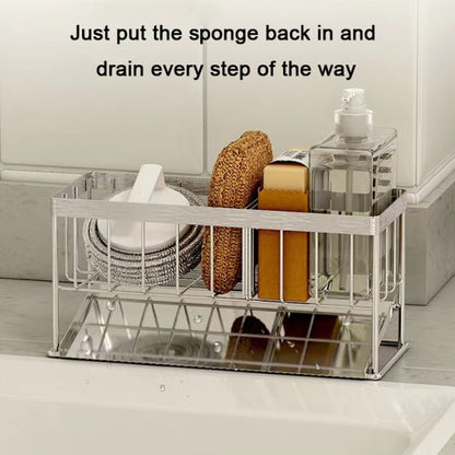 Stainless Steel Sponge Drainer Rack Multifunctional Storage Shelf, Style: Ordinary Model by bashfashion
