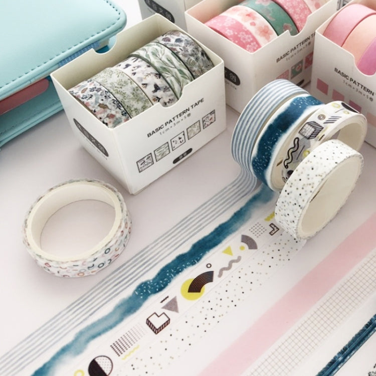 5rolls /Box 3m Washi DIY Decoration Handbook Tape Set, Color: Cyan Dew by bashfashion