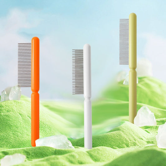 Cats And Dogs Long Hair Knotting Brush Pets Stainless Steel Detangling Comb, Size: Fine Teeth(White) by bashfashion