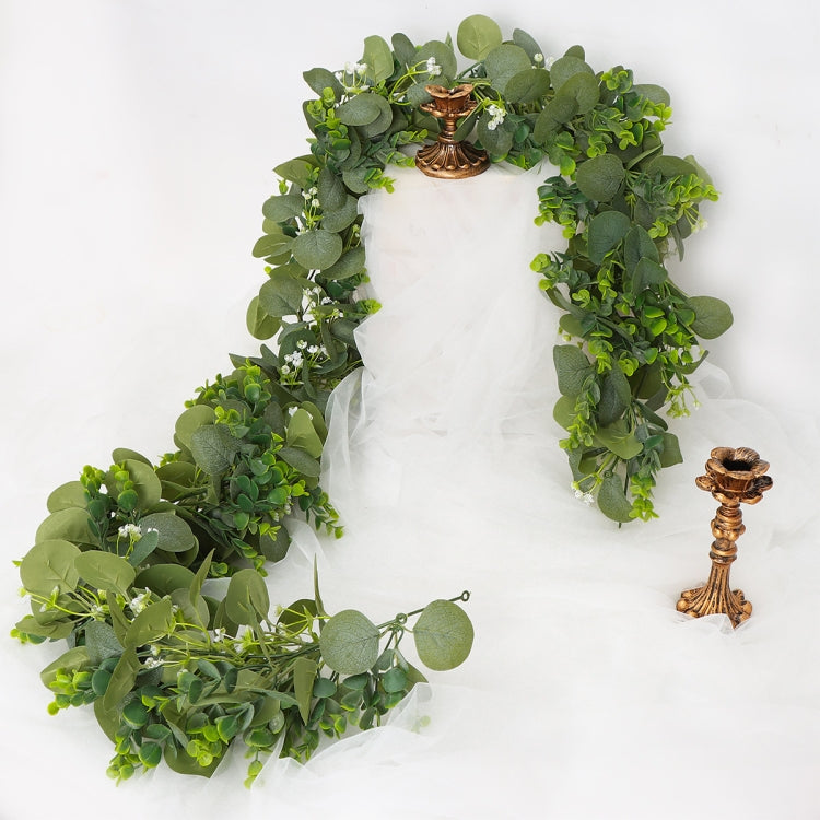 180cm Simulation Greenery Eucalyptus Ivy Leaf Rattan Hanging Fake Flower Decoration Rattan, Style: 60 Head A Model by bashfashion