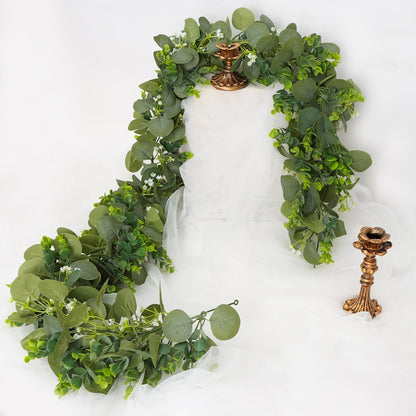 180cm Simulation Greenery Eucalyptus Ivy Leaf Rattan Hanging Fake Flower Decoration Rattan, Style: 60 Head A Model by bashfashion