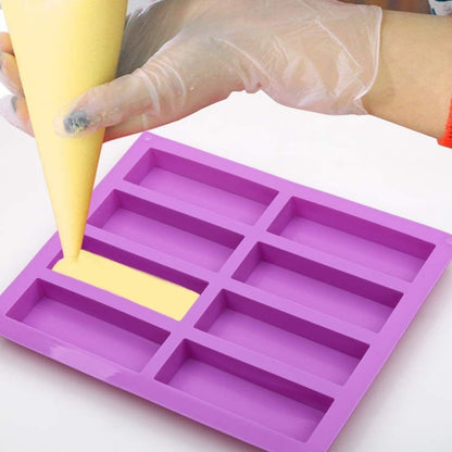 8 Grids Rectangular Silicone Handmade Soap Mould DIY Aromatherapy Mould(Purple) by bashfashion