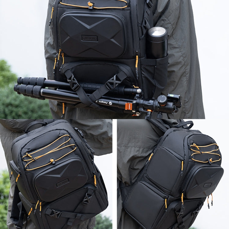 Cwatcun D132 DSLR Camera Backpack Hard-shell Crashproof Waterproof Decompression Shoulder Photo Bag, Color: 2nd Generation Large Black by Cwatcun