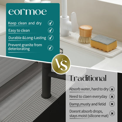 Faucet Sink Drying Mat Diatomaceous Earth Stone Splashproof Absorbent Sink Drainage Mat, Color: K03 White(60x10cm) by bashfashion