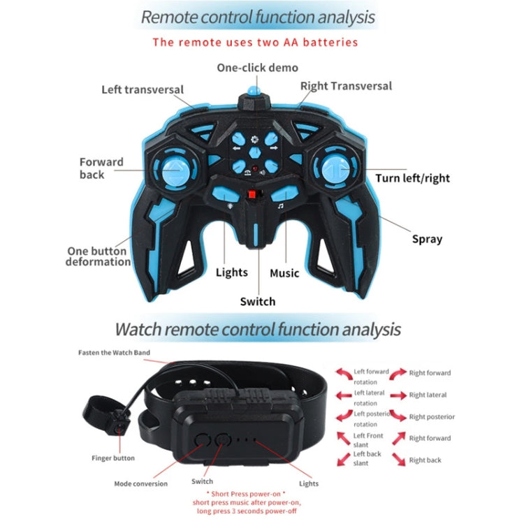 2.4G Spray RC Car Gesture Sensor Music Lights Twist Stunt Drift Car Double Side Driving Buggy Toy, Color: Handle+Watch RC Blue by bashfashion