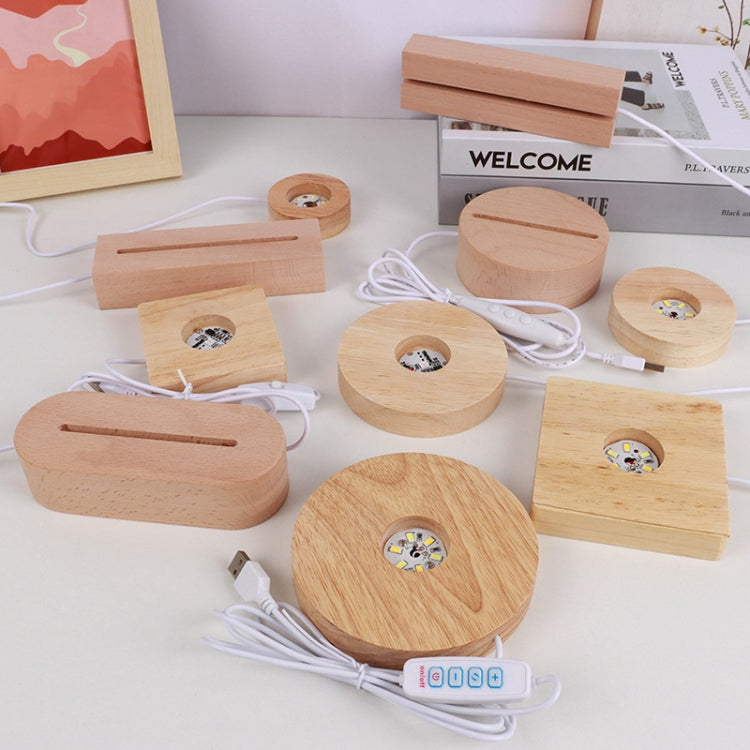 LED Light Solid Wood Luminous Base for Resin Art Acrylic Glass Lights Rectangular 18cm(White Light) by bashfashion