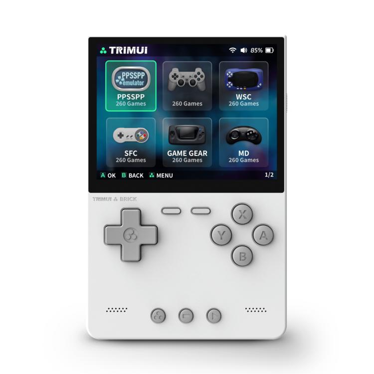 TRIMUI BRICK Open Source Pocket Console Portable Wireless Bluetooth HD Retro Arcade, Size: 256G(White) by TRIMUI