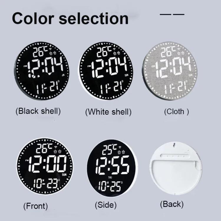 Wifi App Control LED Digital Wall Clock With RGB Light Multi-Functional Alarm Clock(White Shell Black Surface) by bashfashion
