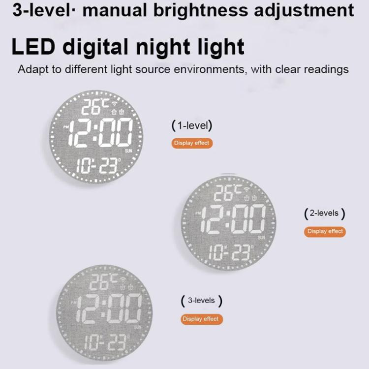 Wifi App Control LED Digital Wall Clock With RGB Light Multi-Functional Alarm Clock(White Shell Cloth Surface) by bashfashion