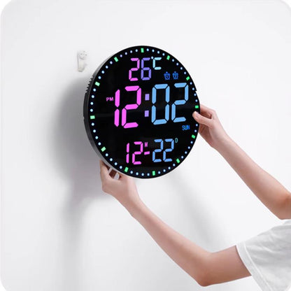 11.6-Inch RGB Wall Clock With Remote Control Multi-Functional Alarm Clock White+Black by bashfashion