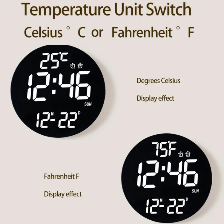 11.6-Inch White Light Wall Clock With Remote Control Multi-Functional Alarm Clock Black+Cloth by bashfashion