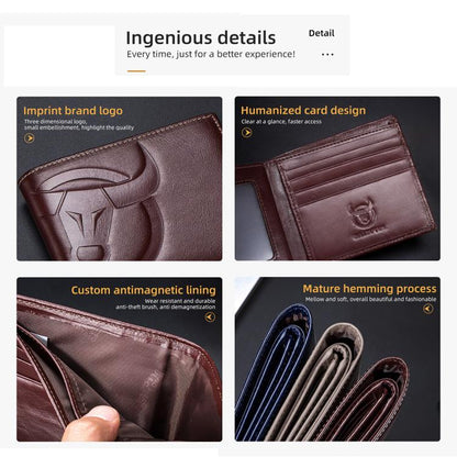 BULL CAPTAIN 0203 RFID Anti-theft Top-layer Cowhide Multiple Card Slots Wallet(Black Horizontal) by BULL CAPTAIN