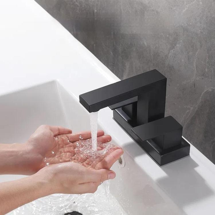 Dual Handle Two-Hole Bathroom Sink Faucet for Undermount Basin Separate Hot/Cold Water Controls, Spec: Black A3 by bashfashion