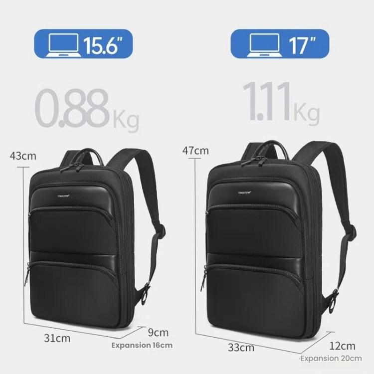 Tigernu T-B9121 17 Inch Men Expandable Waterproof Lightweight Laptop Backpack With Floating Zipper by Tigernu