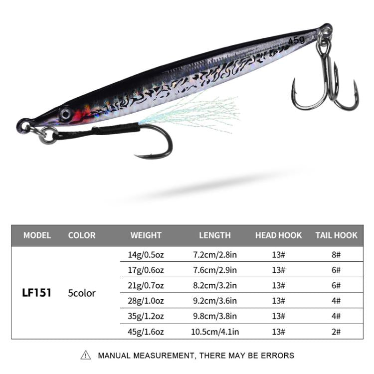 17G PROBEROS LF151 Long-Distance Casting Sinking Lure 3D Fast-Draw Sea Fishing Mackerel Hook(C) by PROBEROS
