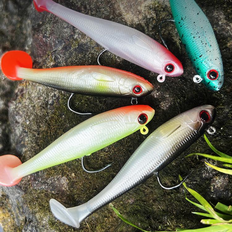 PROBEROS DW6092N6B 5pcs / Set T-Tail Lua False Bait Single Hook Full Swimming Submerged Imitation Soft Lure by PROBEROS