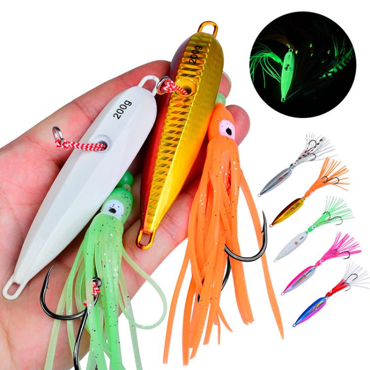 80G PROBEROS LF159 Luminous Bearded Squid Hook Slow Cranking Road Runner Iron Plate Bionic False Bait(B) by PROBEROS