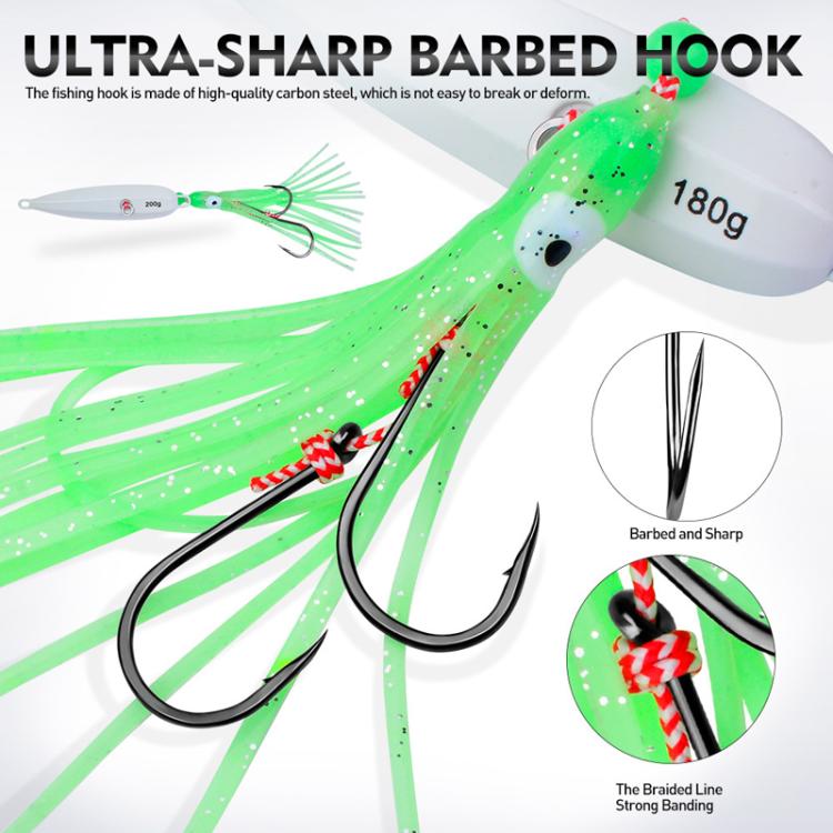 100G PROBEROS LF159 Luminous Bearded Squid Hook Slow Cranking Road Runner Iron Plate Bionic False Bait(D) by PROBEROS