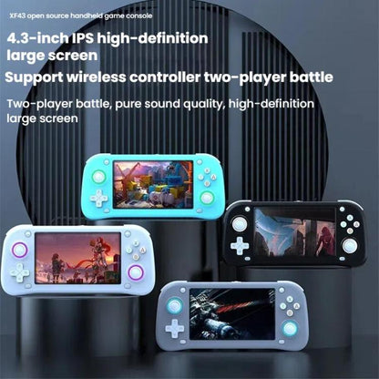 XF43 Retro Handheld Game Console Open Source 4.3 Inch Large Screen Gaming Video Players Console 64G(Black) by bashfashion