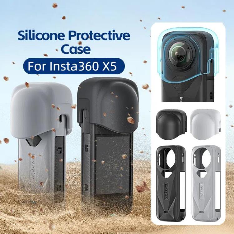 aMagisn Body Case+Lens Cap For Insta360 X5 Action Camera Protective Accessories Gray by aMagisn