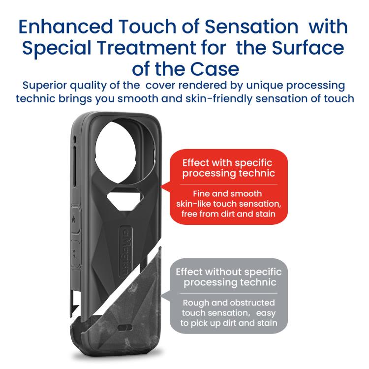 aMagisn Body Case+Lens Cap For Insta360 X5 Action Camera Protective Accessories Gray by aMagisn