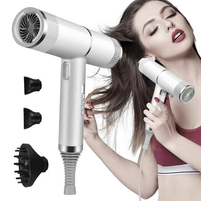 T-Shaped Hair Dryer with Smart Inverter Technology High-Power Blow Dryer for Home & Salon Use EU Plug(White) by bashfashion