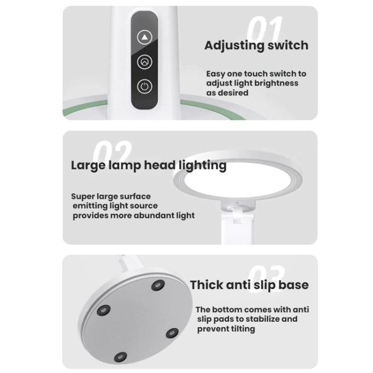 LED Desk Lamp Children Study Reading Eye-Protecting Bedside Light, Specification: Dual-use With Clock Display by bashfashion